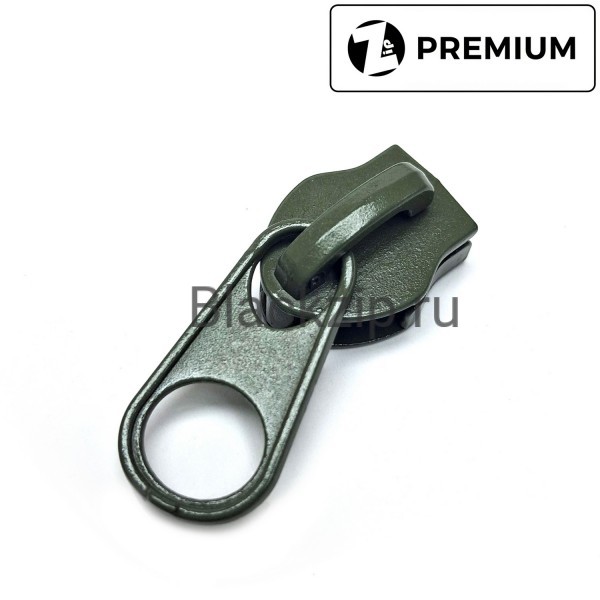 Бегунок для молнии №10, Zip, Олива (обратный, короткий пуллер)