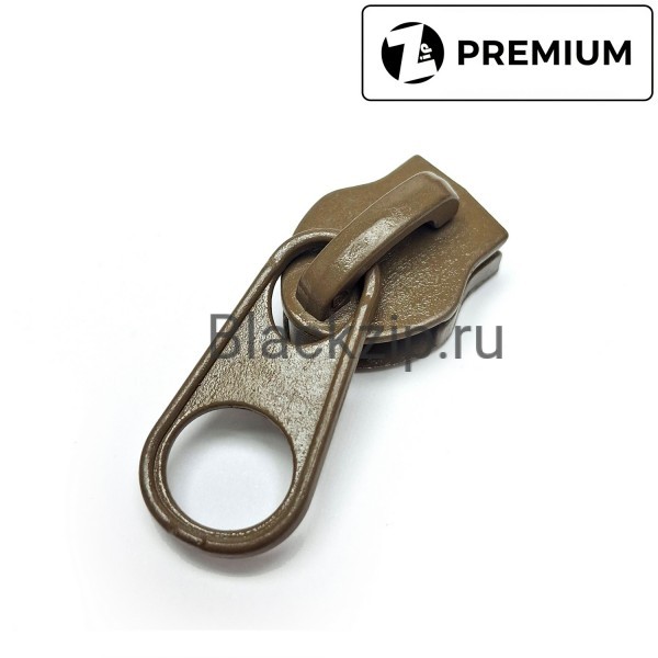 Бегунок для молнии №10, Zip, Койот Браун (обратный, короткий пуллер)