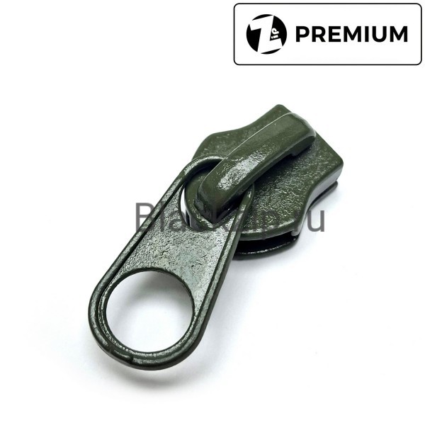 Бегунок для молнии №10, Zip, Олива (прямой, короткий пуллер)