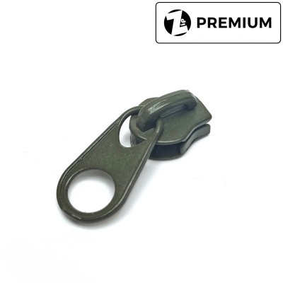 Бегунок для молнии, №8, Zip, Олива (Короткий пуллер, обратный)