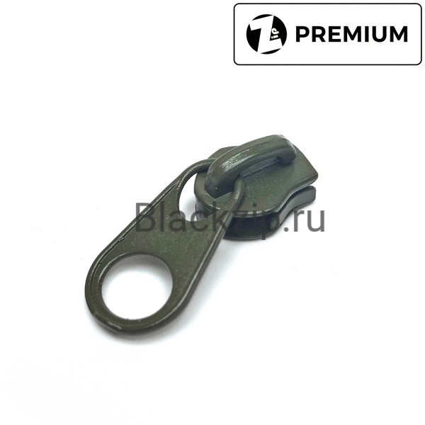 Бегунок для молнии, №8, Zip, Олива (Короткий пуллер, обратный)