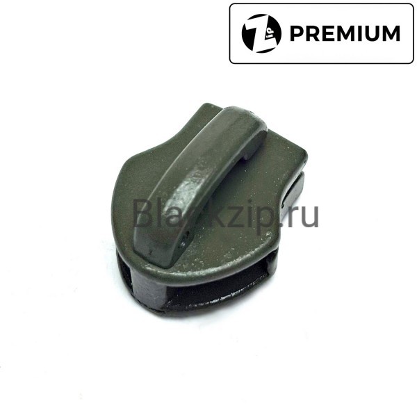 Бегунок для молнии, №10, Zip, Олива (реверсивный, обратный)