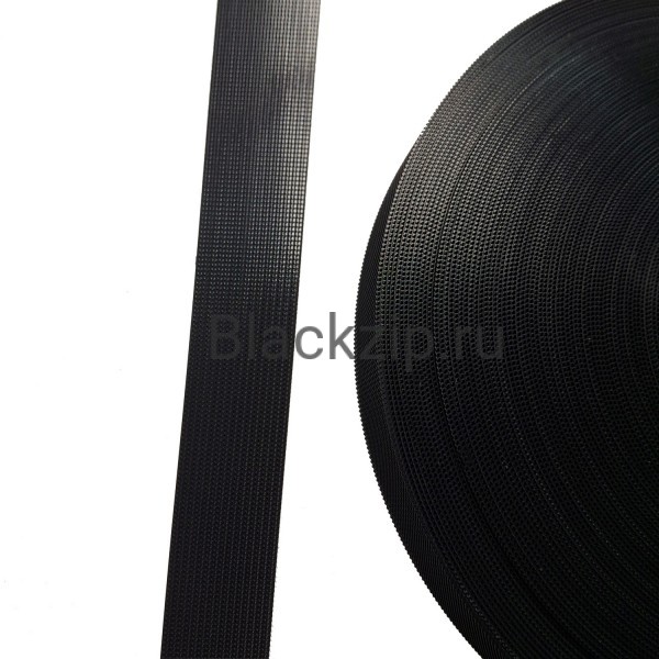 Велкро лента, крючок 25мм, пластик, черный