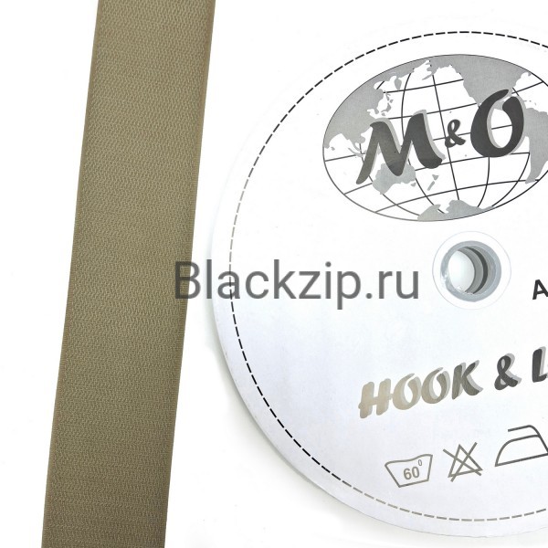 Велкро лента 50мм M&O, Тан, 100% нейлон, КРЮЧОК