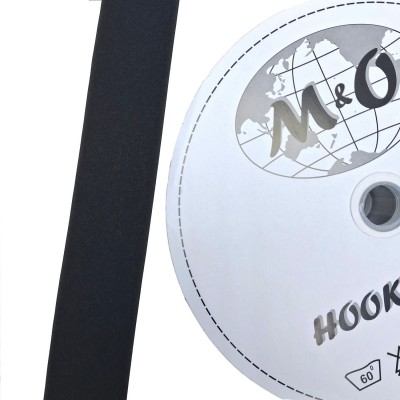 Велкро лента 50мм M&O, Черная, 100% нейлон, ПЕТЛЯ