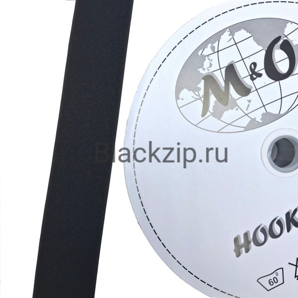Велкро лента 50мм M&O, Черная, 100% нейлон, ПЕТЛЯ