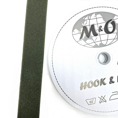 Велкро лента 50мм M&O, олива, 100% нейлон, ПЕТЛЯ