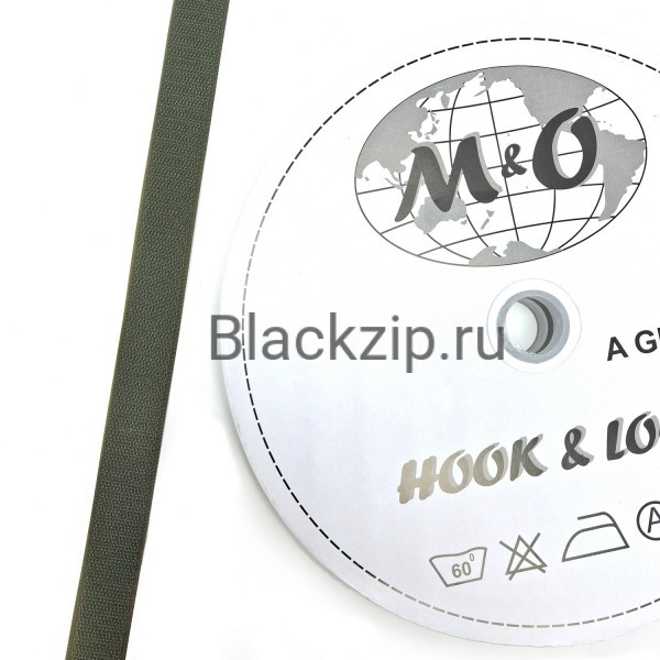 Велкро лента 25мм M&O, Олива, 100% нейлон, КРЮЧОК