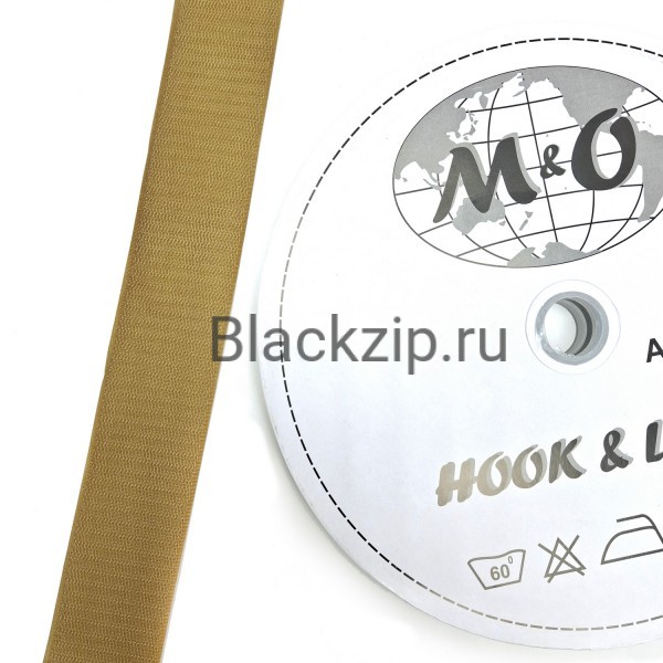 Велкро лента 40мм M&O, койт браун, 100% нейлон, КРЮЧОК