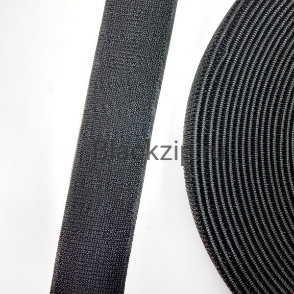 Эластичная велкро лента, 50мм, петля, черная